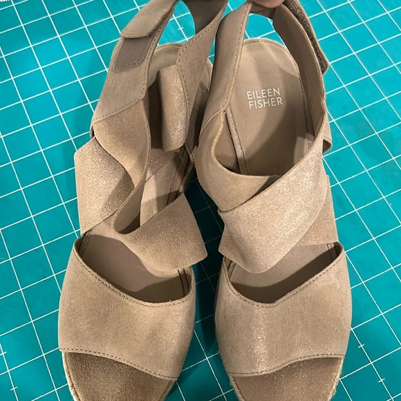 Eileen Fisher Natural Leather Platform Espidrille - Picture 1 of 9